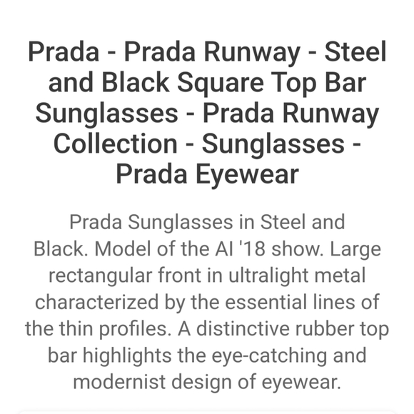 PRADA RUNWAY Steel & Black SquareTop Bar Sunglasses NWT - Picture 8 of 8